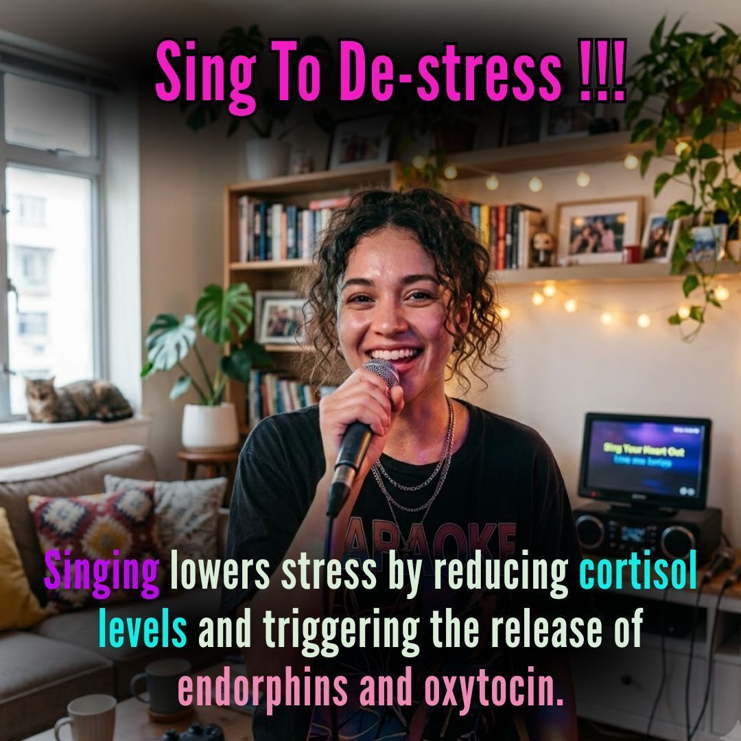 MrRookTalk's tweet image. Singing lowers stress by reducing cortisol levels and triggering the release of endorphins and oxytocin, acting as a natural "vocal therapy" for your nervous system.
#VocalTherapy #StressRelief  #MentalWellness