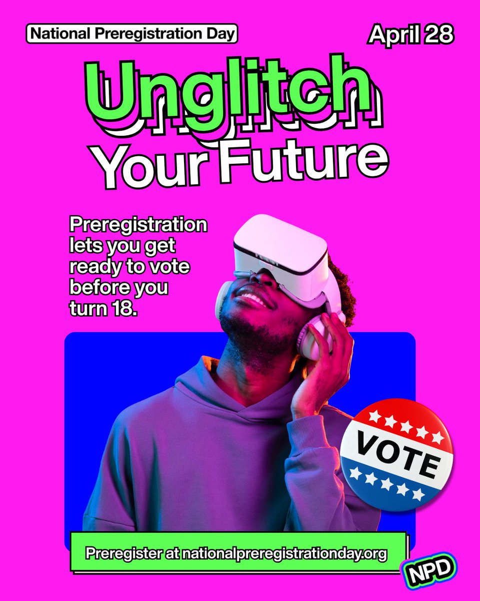 FeelGoodAction's tweet image. Last chance! ⏰

National Preregistration Day is almost over.

You can still preregister now:
nationalpreregistrationday.org

#NationalPreregistrationDay #NPD #Vote #VoteReady