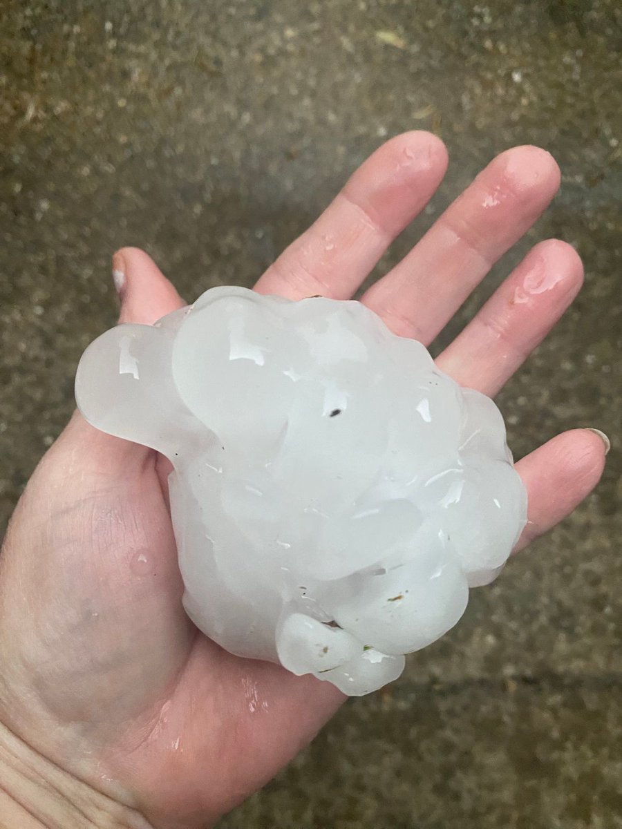 FOX4's tweet photo. OH HAIL NO! FOX 4 viewers shared photos of massive hail in Godley on Tuesday night. https://t.co/cqvWHs31kG