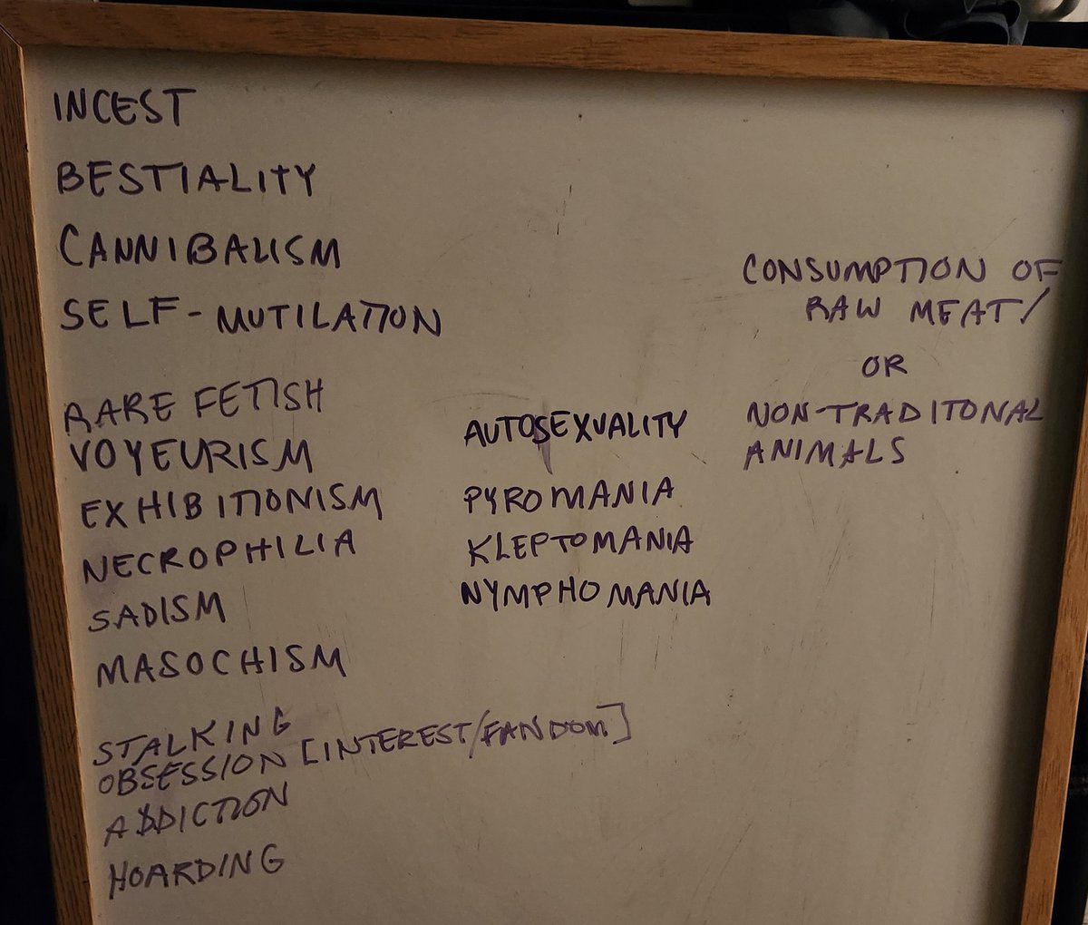 JessicaLeaHurt's tweet image. Challenge: Create horror with no supernatural elements. Threat/Conflict is all human.  Also NOT Serial Killer or Home Invasion  SOLUTION: This handy dandy chart of skin-crawly behaviors.  Very helpful. 
#film #movies #horror #screenwriting #script #specscript #highconcept
