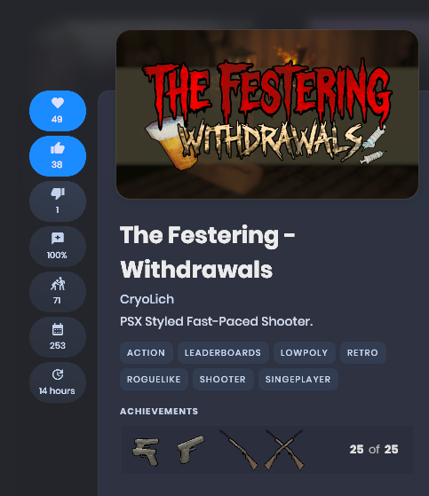 CryoLich_'s tweet photo. Actually what an insane day for s&amp;box and Festering!

49 Favs, 38 likes, 71 unique players, 253 total session and 7 Positive Reviews overall for Festering. 

I'm actually genuinely happy so thank you guys for today!
@s8box #indiedev #gamedev https://t.co/5DkgsCRVBK