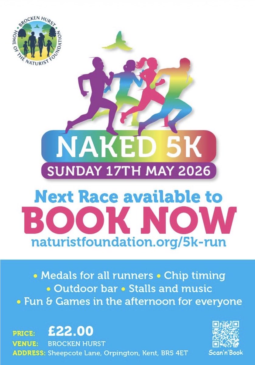 natfound's tweet image. Step away from the noise and into nature 🌿
Our woodland 5K isn’t about pace—it’s about wellbeing, freedom, and enjoying the natural world.
Walk, jog or run—just be you.
📅 17th May
Join us 👉 naturistfoundation.org
#Naturism #Wellbeing #OutdoorWellbeing #5K #BH5K