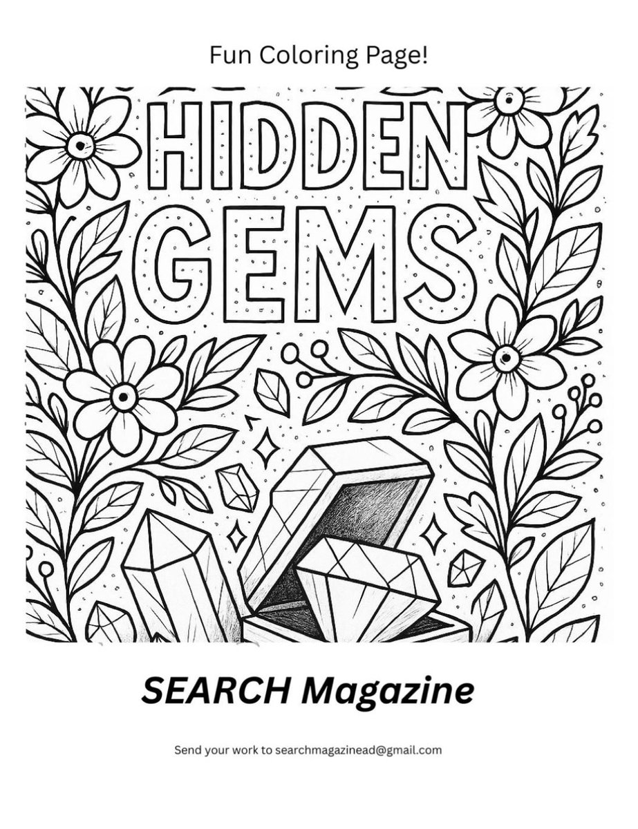 searchmagsf's tweet image. Did you know SEARCH Magazine has color pages!?! Well now you do!!! This particular page is from our Spring 2026 #HiddenGems issue. 

If you receive a printed copy of SEARCH Magazine through our mailing club, complete the coloring page and send it back to us!!! How cool 😎