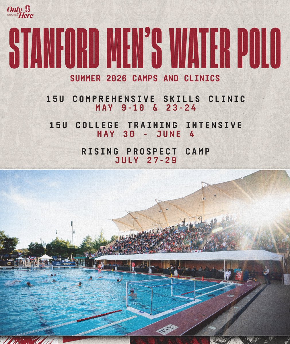 StanfordMWP's tweet photo. Looking for summer plans? Look no further!

Hit the pool at Avery Aquatic Center for a stacked lineup of camps and clinics.

🔗 https://t.co/TjcQnt0iez |#GoStanford https://t.co/xdc66qJNiL