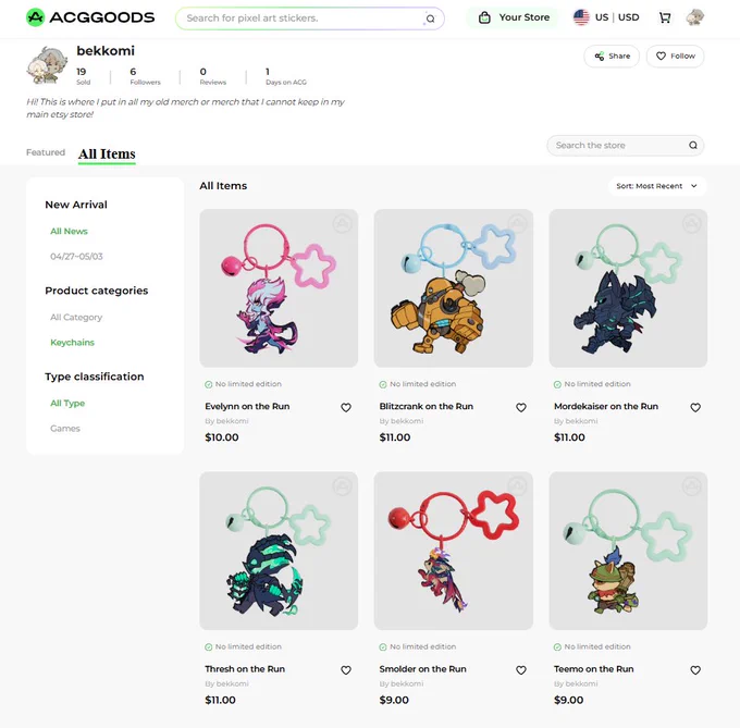 Sets 1, 2, and 3 are now on ACGGoods! You can now get a keychain of every little runner I got!