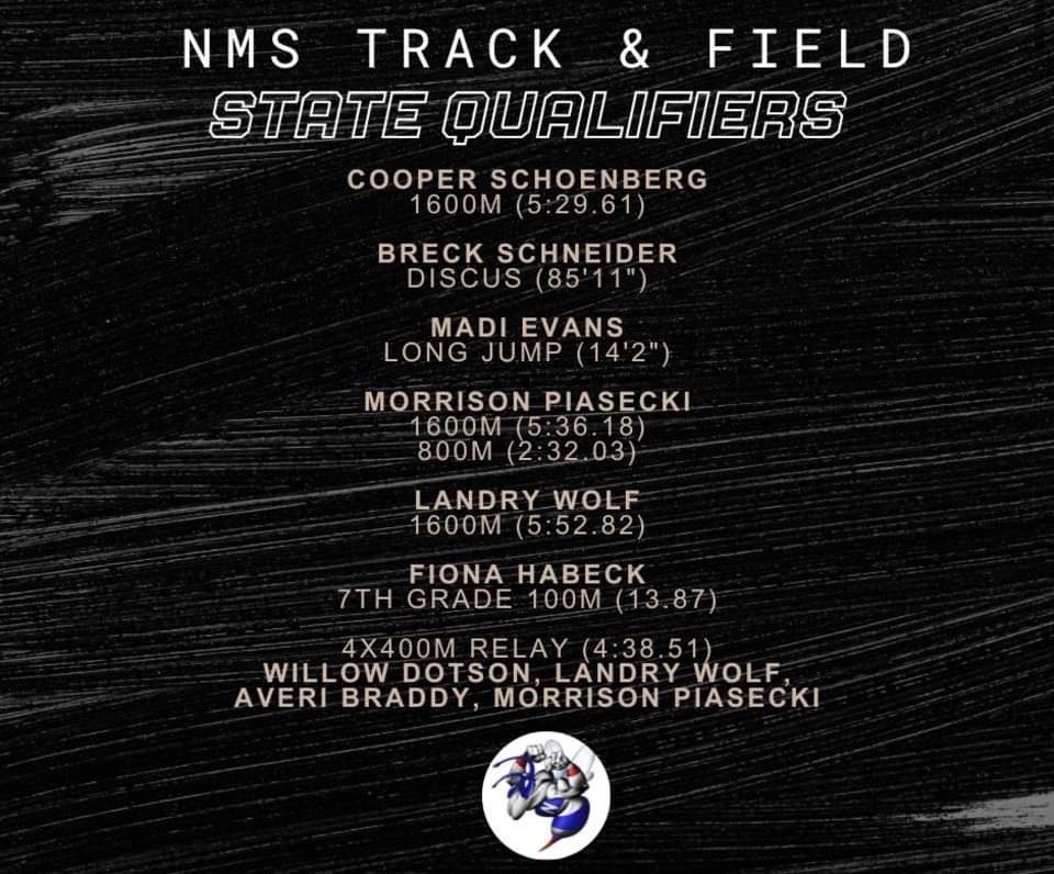 JrHornetAD's tweet photo. Congratulations to all the NMS track athletes that qualified for the State Class L Track Meet! The SIJHSAA Class L State Track meet will be held at Carterville HS on May 9th! #jrhornetpride @mrfairbanksngs @MrsCoachMoore @wmixsports @areasports @washcountynews https://t.co/vtgLa1CK6q