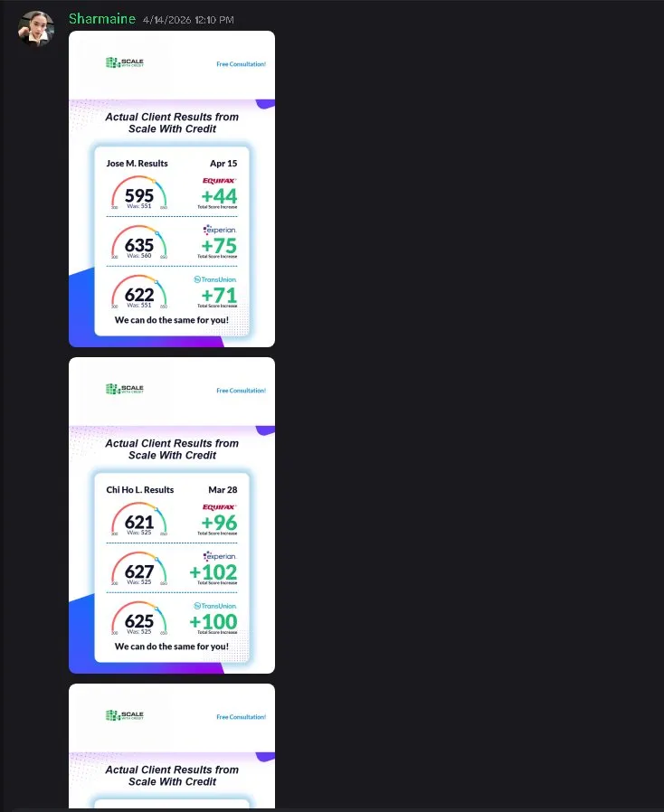 ScaleWithCredit's tweet photo. We've been quietly changing people's financial lives for the last 90 days

Here's what that actually looks like in numbers:

Cameron K. came in with a 622 score across all 3 bureaus

Left with 741 Equifax. 746 Experian. 738 TransUnion
+119. +124. +122

In one cycle

Chi Ho L. came in with a 525 score

Left with 621 Equifax. 627 Experian. 625 TransUnion
+96. +102. +100

Nearly 100 points across every bureau simultaneously
Jose M. came in with a 551

Left with 595 Equifax. 635 Experian. 622 TransUnion
+44. +75. +71

Angel R. came in with a 513

Left with 563 Equifax. 647 Experian. 647 TransUnion
+50. +79. +77

Tonya G. came in with a 497

Left with 547 Equifax. 580 Experian. 547 TransUnion
+50. +70. +37

Leon B. came in with a 532

Left with 672 Equifax. 649 Experian
+140. +123

That last one is not a typo

140 points on Equifax. 123 points on Experian. From a 532

Here's what these numbers actually mean in the real world:

Cameron went from a 622 to a 741. That gap is worth roughly $400-$500 per month less across his mortgage rate, auto loan, car insurance, and credit card APR. $5,000-$6,000 per year. 

From a number that took one cycle to move

Chi Ho went from a 525 to a 625. That gap is the difference between locked out of everything useful and qualifying for $80K-$150K in 0% business funding. 

Between getting denied for an apartment and getting approved. Between 28% APR on a car loan and 6%

Leon went from a 532 to a 672 with a 140 point jump on Equifax. Numbers like that don't happen by accident. They happen when you find what's actually dragging the score down and remove it the right way

Every single one of these results came from the same process

Full credit audit across all 3 main bureaus and all 5 shadow bureaus. Identification of every approval killer inquiries, collections, address mismatches, utilization 
spikes, reporting errors. 

Dispute execution across every channel simultaneously. Bureau disputes, direct furnisher disputes under FCRA 623, CFPB complaints on everything that survived two rounds

We don't send template letters and wait. We run every legal mechanism available at the same time and we don't stop until the file is clean

Most of these clients had been told their credit was just bad. That they needed to wait. That time was the only solution

Time is not the solution. 

The right process is the solution

These results are from the last 90 days alone

This is what we do every single day

(link in bio to work with us)