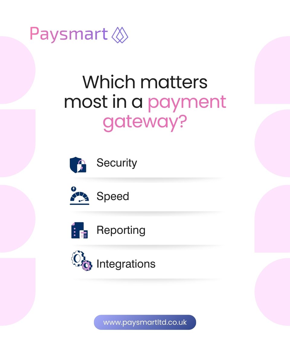 Paysmartltd's tweet image. When choosing a payment gateway, what matters most to you?
✔ Security
✔ Speed
✔ Reporting
✔ Integrations

Vote below and tell us what matters most!

🌐 paysmartltd.co.uk
====================
#PaymentGateway #BusinessPoll #FintechUK #DigitalPayments #MerchantServices