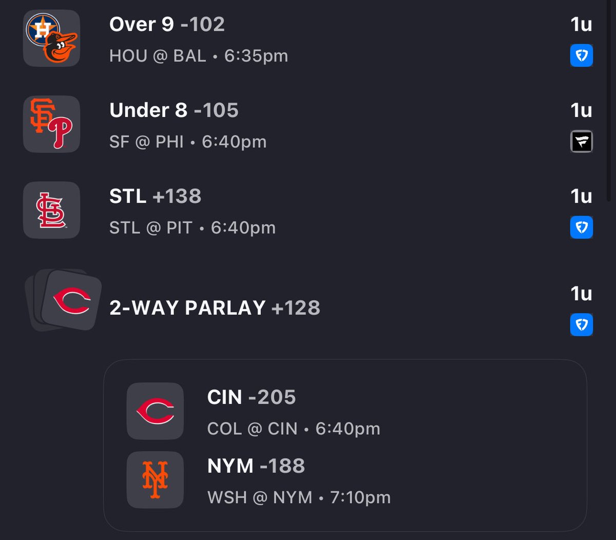 LOCK5MITH5's tweet image. MLB ⚾️ (4/28)

34-21 MLB RUN 🔥

Astros/orioles over 9 -102
Giants/Phillies under 8 -105
Cardinals ML +138
Reds ML/ Mets ML +128

Let’s stay hot ‼️ who’s tailing?

#MLB #SportsBettingX #Gambling𝕏