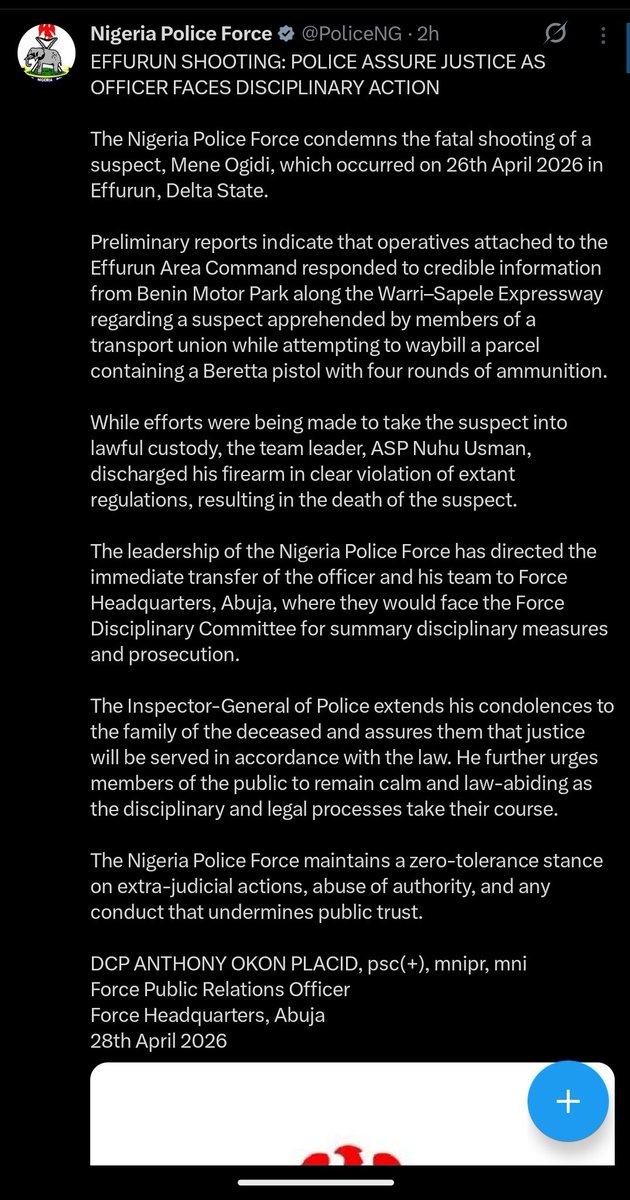 Horlyray77's tweet photo. @Emmanuel_Tips @PoliceNG @PoliceNG_CRU @TunjiDisu1 After someone pikin don kpai already... Could justice bring back the innocent live for God's sake https://t.co/Rv4bS8YVPb