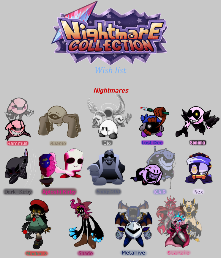 henrysteel20's tweet photo. Nightmare Collection is possibly one of the coolest Kirby asym games I've ever seen.(Aside from OM and The Catastrophes.) So I decided to make a little wish list for future characters for the game when it releases. #Nightmarecollection #Kirby #Roblox #Asym https://t.co/KM3ctHXohZ