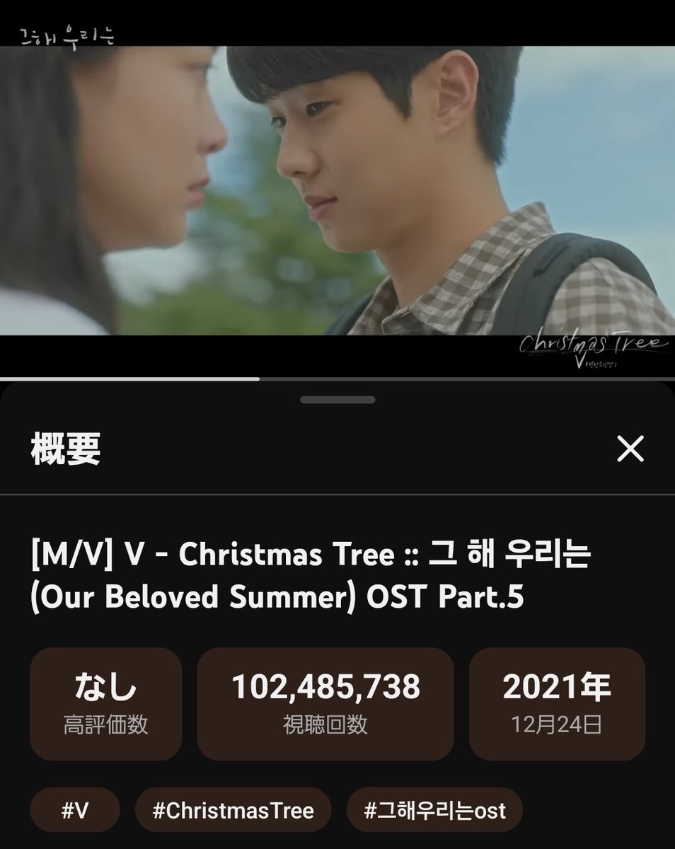 1987smile913's tweet image. 🐻️  テテ応援💚
『ChristmasTree』

おめでとう🎊1億200万回🎉
現在102,485,738回❣️

公式MVを検索・視聴して応援💚
👍ボタンも忘れずに‼️

🎼 youtu.be/lj8TV9q59P4
 #V
 #ChristmasTree
 WeLoveYouTaehyung