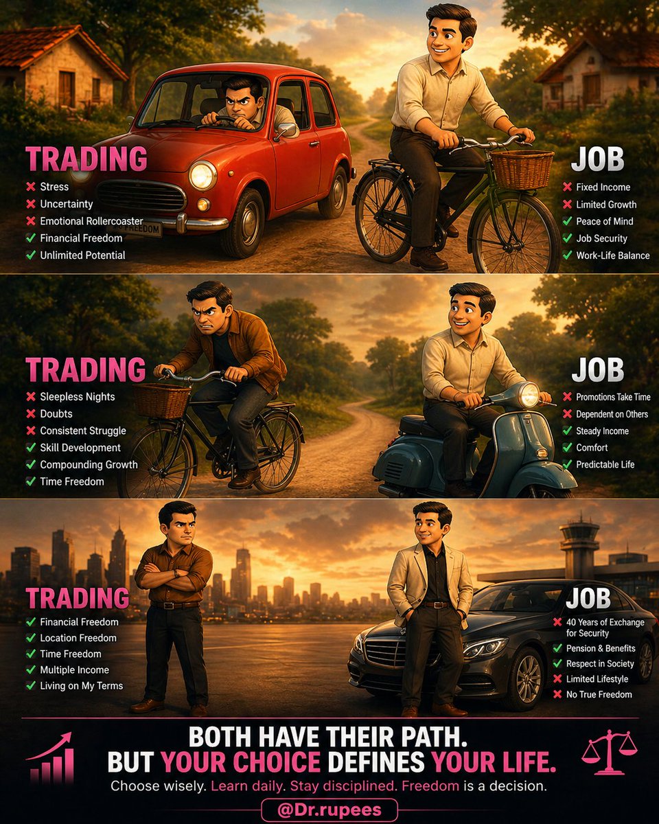 DrRupees's tweet photo. Trading vs Job https://t.co/wdEstDl4Rm