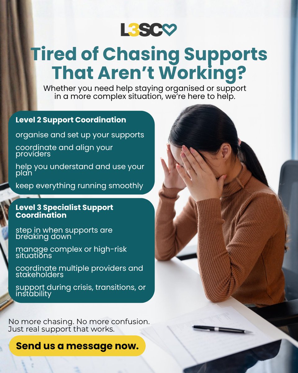 l3sc_syd's tweet image. Tired of chasing supports that aren’t working? And it’s not how your NDIS plan is supposed to feel.
 📩 Send us a message now and let’s get your supports back on track
l3sc.com.au

#Support #Disability #Services #We #Care  #NDIS #Support  #WeCare #MentalHealthMatters