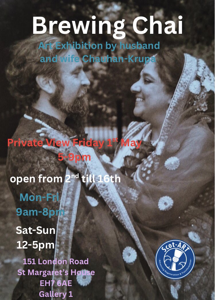 OutofHandScot's tweet image. #print #posters @thescotart @MarcinKrupa3 &amp;amp; Panna Chauhan #art #exhibition which will celebrate their marriage, artistic achievements &amp;amp; the place where they met, where they create &amp;amp; where they fell in love Fri 1 May, 5-9pm, Gallery 1, 151 London Rd, Meadowbank, #Edinburgh EH7 6AE