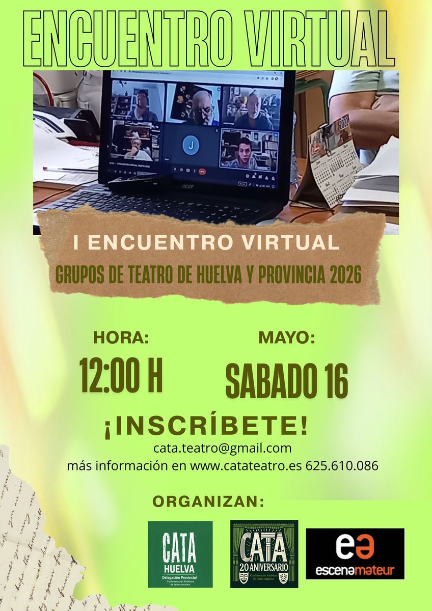 cata_teatro's tweet photo. I Encuentro Virtual de Grupos de Teatro Amateur Huelva y Provincia 2026:

https://t.co/C8E0PwIpeR https://t.co/aUunJ46wOw