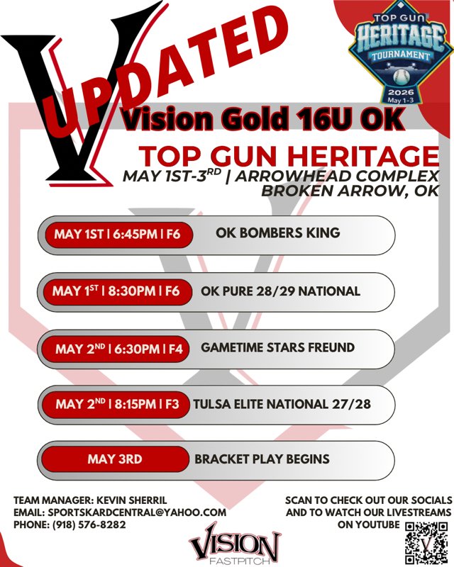 Vision_Gold_OK's tweet photo. Schedule for this weekend updated!! https://t.co/1WsnzXJdaf