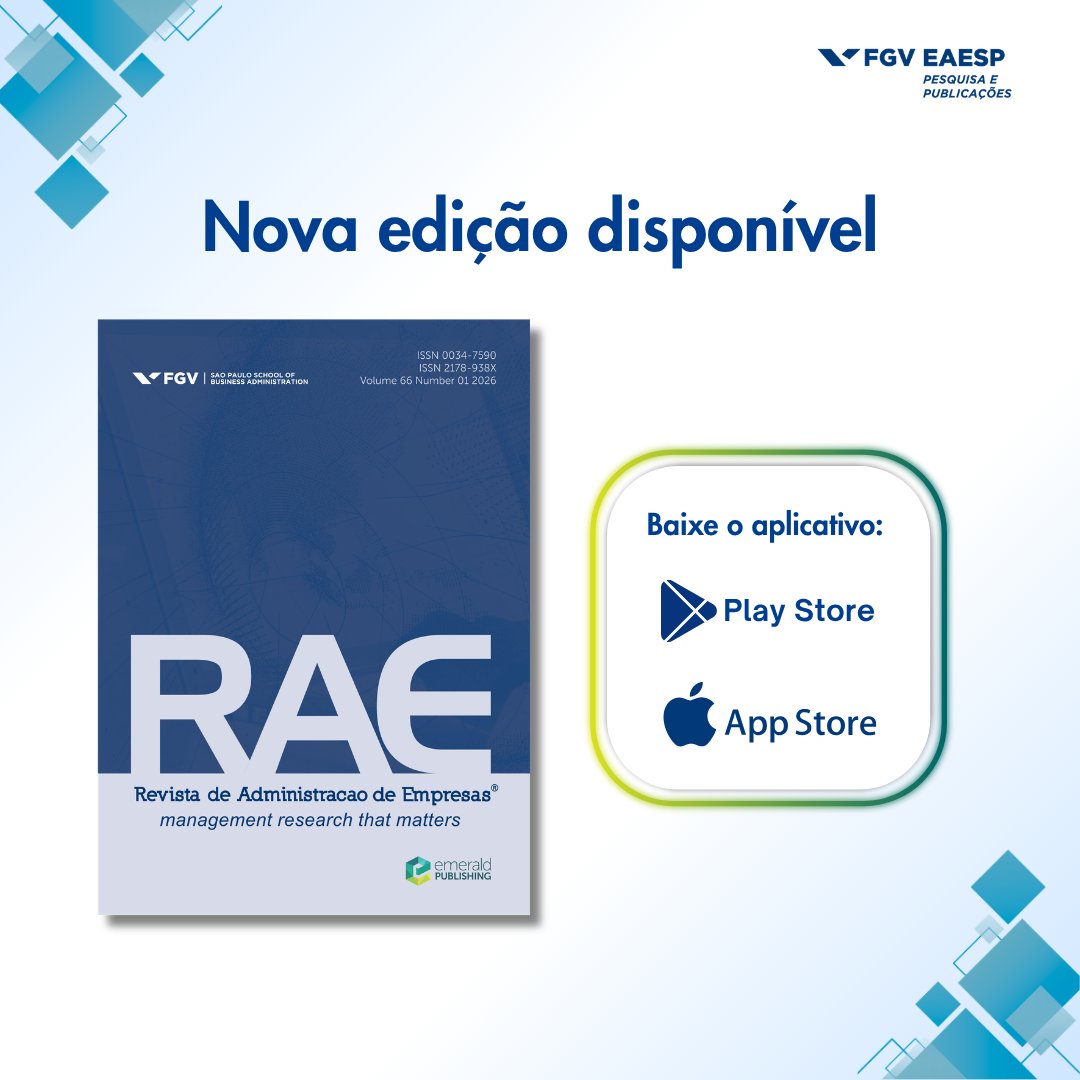 FGVEAESPesquisa's tweet image. Nova edição da RAE já disponível, agora em parceria com a Emerald. Metaverso, CSR, big data e sustentabilidade em destaque.
Confira na #RAE: go.fgv.br/NCJD9oXO9qf
#Sustentabilidade #Inovação #Gestão #BigData