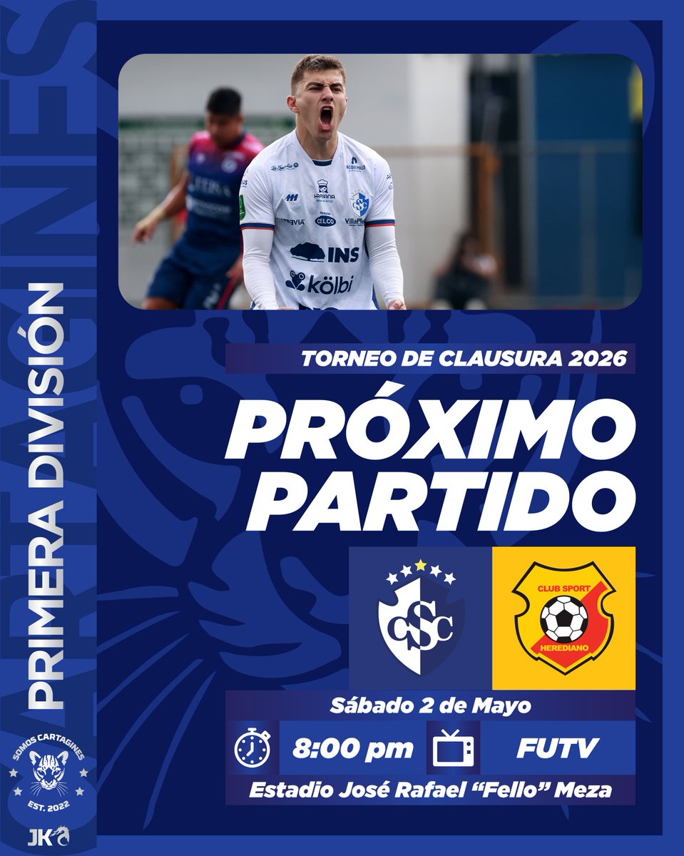 SomosCartagines's tweet photo. ¡PRÓXIMO PARTIDO EN CASA EMPIEZA LA IDA! 🔵
Primera División Masculina
🏆 Torneo de Clausura - Semifinal - Ida
🆚 Club Sport Herediano
📅 Sábado 2 de Mayo
⏰ 8:00 pm
🏟️ Estadio José Rafael "Fello" Meza
📺💻 FUTV - TDMax
#1CSC #VamosCartagines #LigaTica https://t.co/RA3aYgXQjw