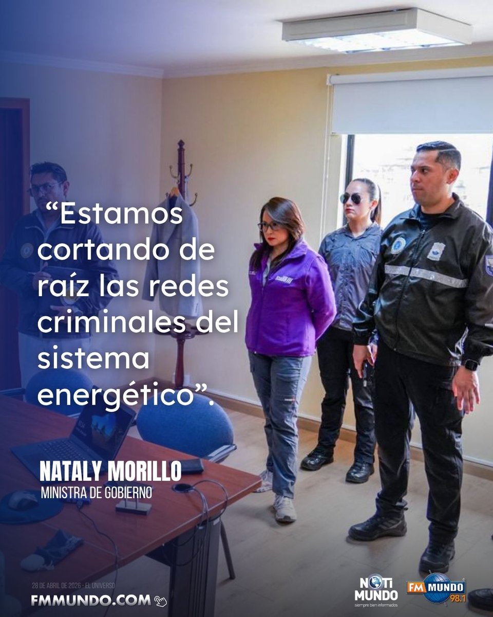 notimundoec's tweet image. 🇪🇨#Ecuador| "Estamos cortando de raíz las redes criminales del sistema energético", afirmó la ministra de Gobierno, Nataly Morillo, al referirse a los operativos ejecutados en distintas zonas del país para desarticular una presunta estructura delictiva vinculada al sector