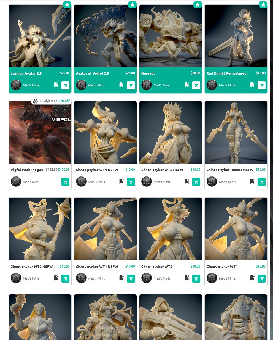 MadsMinis's tweet image. 🔥 70% OFF EVERYTHING for 72h! 🔥

All models (including unvaulted NSFW 👀) are back for a limited time!

💥 Code: Mads0429special
🛒 myminifactory.com/users/madsminis
⏳ Last days of Tribes—don’t miss out!
Help spread the word 🙌

#sale #stl #wargaming #warhammer #3d #3dprinting