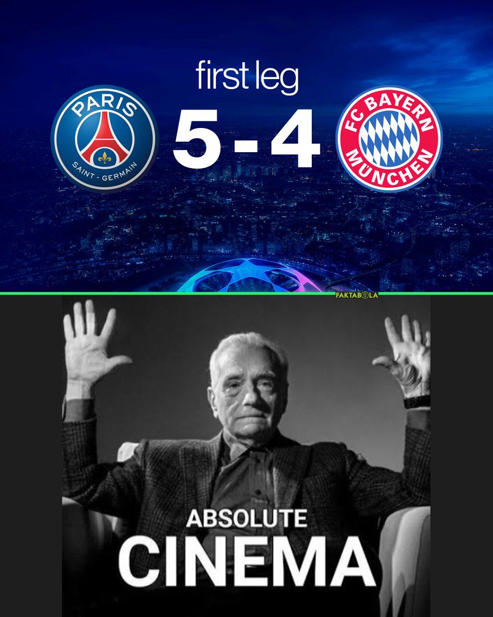 hayqim's tweet photo. 🎬 ABSOLUTE CINEMA

Paris Saint-Germain 5-4 Bayern Munich 😭🔥
9 goals. Pure chaos.

No breaks, just madness 🍿 https://t.co/7vqXjy4hzm
