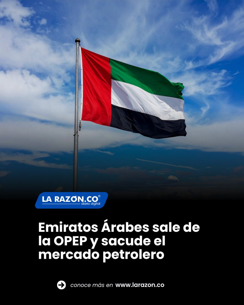 LaRazonCo's tweet image. #Internacional | Emiratos Árabes Unidos anunció su retiro de la OPEP en medio de las tensiones que rodean el estrecho de Ormuz, una situación con consecuencias directas sobre el volumen de petróleo que llegará a los mercados globales y sobre los precios del crudo.