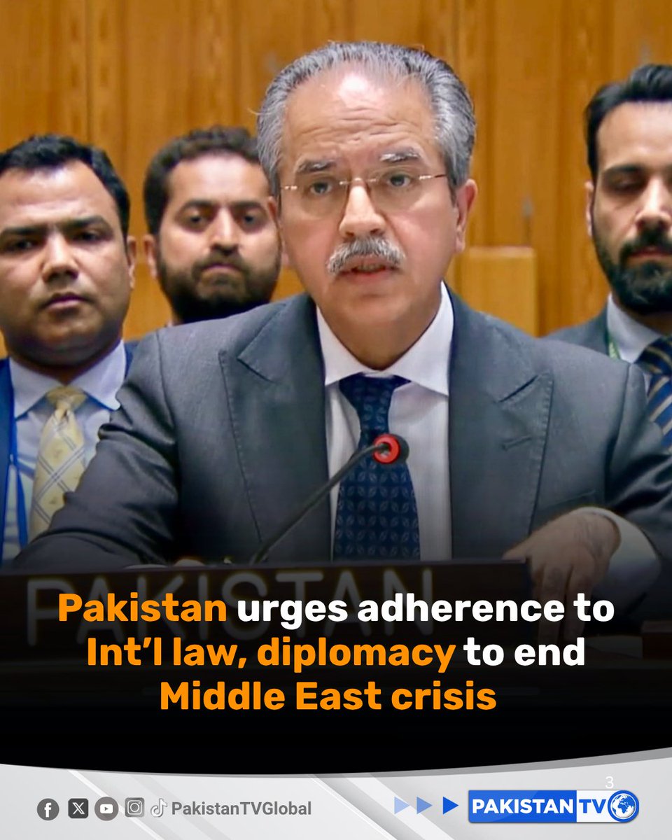 PakTVGlobal's tweet image. Pakistan has urged strict adherence to international law, the UN Charter and diplomacy to prevent further escalation in the Middle East.
@PakistanUN_NY

#Pakistan #UN #MiddleEastpeace #PakistanTV