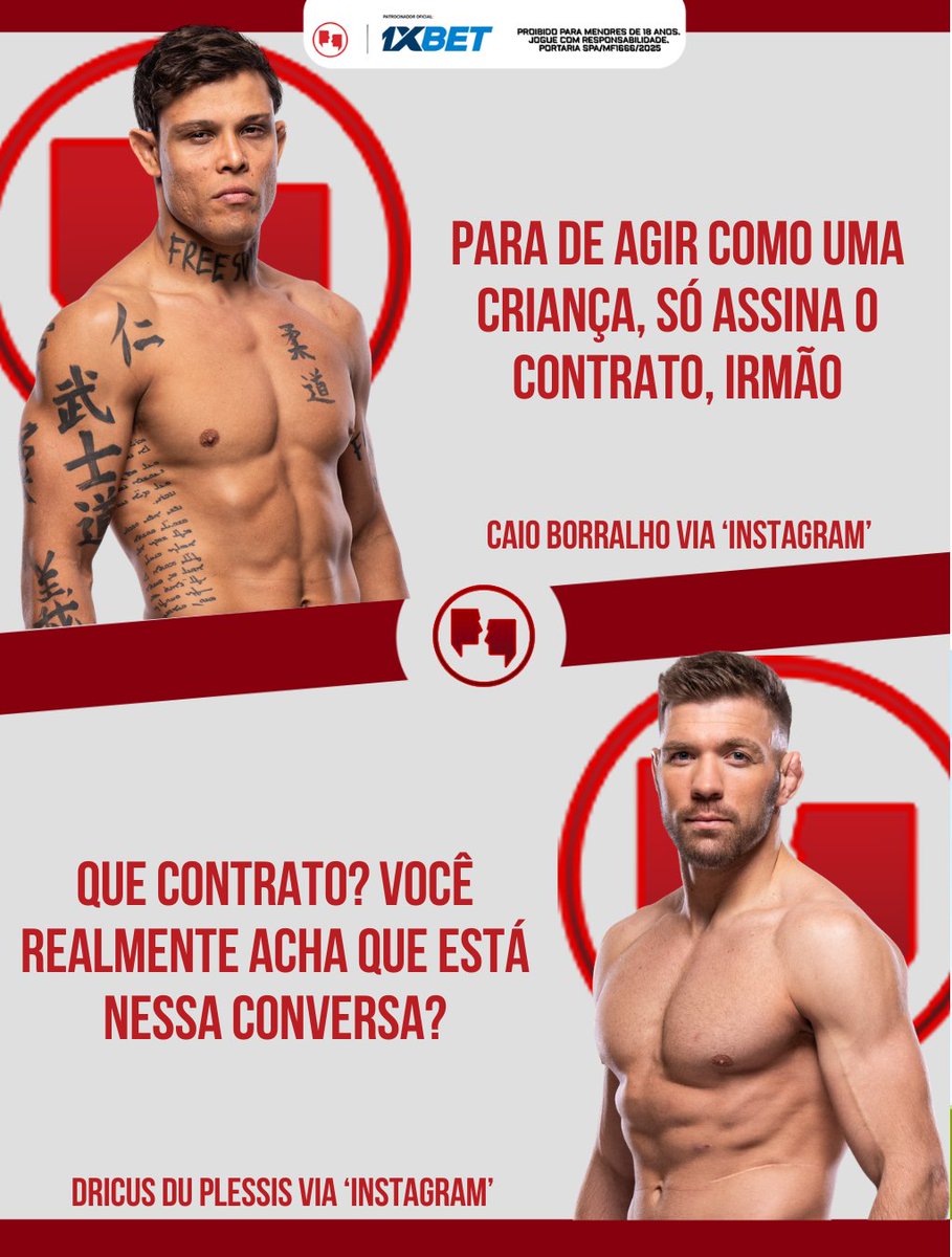 AgFight's tweet image. PEGOU FOGO 🔥

Caio Borralho vai atrás de Dricus Du Plessis na África do Sul e troca de farpas agita o UFC!
Vai dar luta? O sul-africano tentou frear o atleta da Fighting Nerds.

#UFC #MMA #Borralho #DuPlessis
