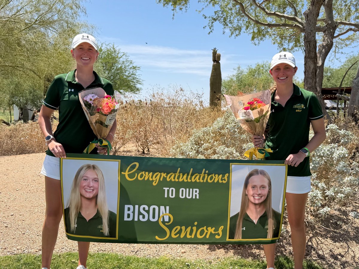 NDSUgolf's tweet photo. Cora &amp; Madi,

Words will not begin to describe what you both have meant to this program. From the classroom, to the golf course, to how you have represented the Bison name; we are forever grateful. Happy Senior Day.

As you know how it goes - Once a Bison, Always a Bison.🤘🫶 https://t.co/QADdDh8w77
