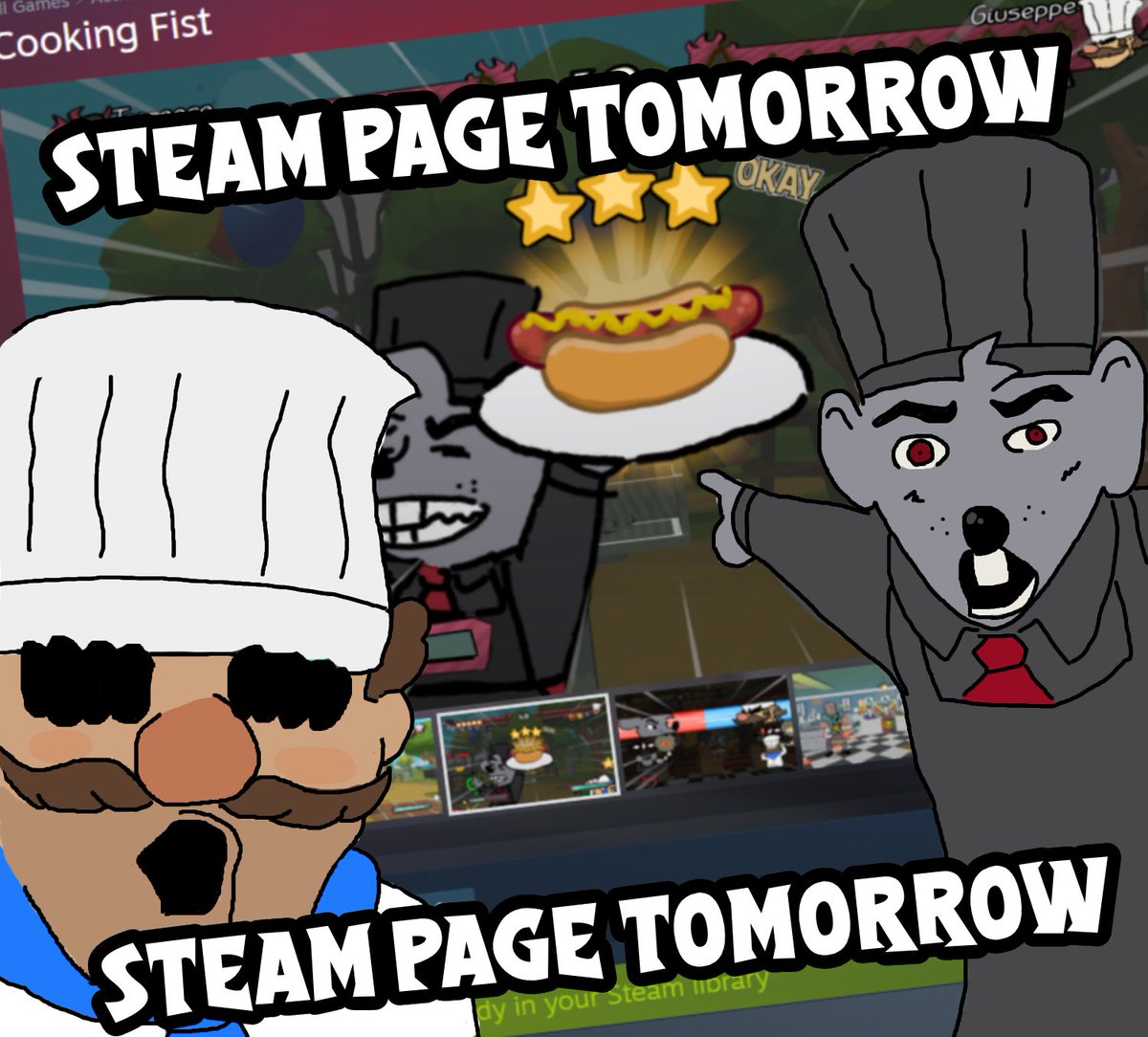 CookingFist's tweet image. Hope you're hungry! Because in less than 24 hours, Cooking Fist's Steam page will be live!  

#fightinggames #indie #indiegames #gamedev #dev #wip