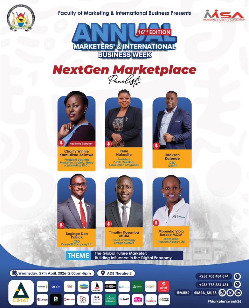 DavidTumu09's tweet photo. The future marketer must do more than sell — they must influence, innovate, and adapt in a digital economy.
Join industry leaders and professionals at the NextGen Marketplace panel discussion during Annual Marketers’ & International Business Week 2026.
#MarketersWeek26 #NextGenMarketplace #MUBS #DigitalEconomy