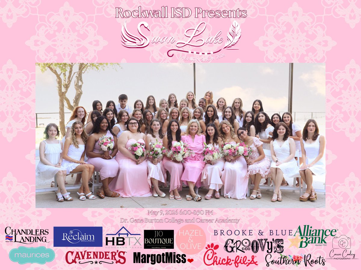 rockwallschools's tweet photo. The Dr. Gene Burton College & Career Academy Fashion Design program invites you to their 2026 fashion show on Saturday, May 9, at 6 p.m. Come see the beautiful designs from our talented students in the award-winning fashion design program led by teacher Renee' Aube'.

Tickets are $20 per person and can be purchased here: https://t.co/2hbNIyKoBs