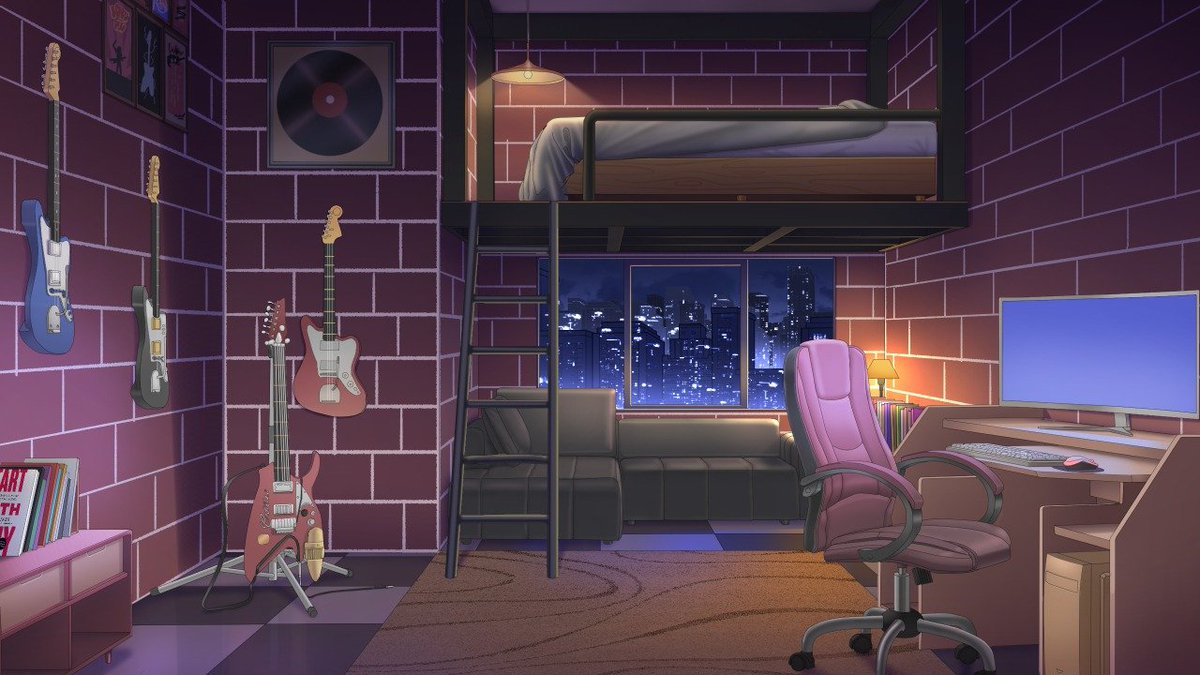Zanshinika's tweet image. Custom background comms for
@/Fyrie
#PortofolioDay late night grind🌙
Thanks for the order

 #vtuberasset #background