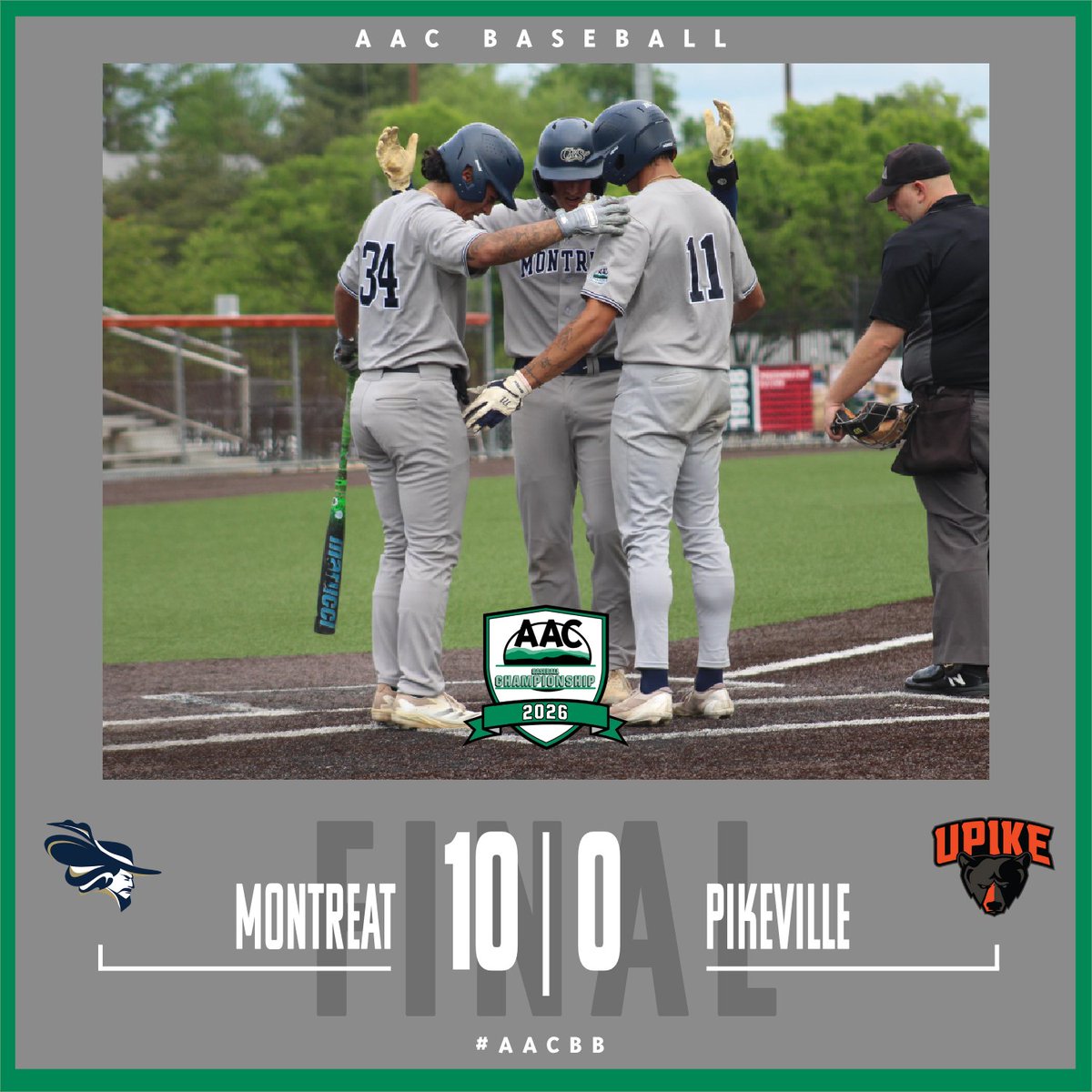 AACsports's tweet photo. ⚾️FINAL

@MontreatCavs strung together 16 hits and scoring an #AACB Tournament victory over @UPIKEAthletics 

Zachary Long drove in 3 runs, while Matthew Brunner scored 4 times

#NAIABaseball | #ProudToBeAAC | #TheRightWayToPlay https://t.co/ryAm5CTddc
