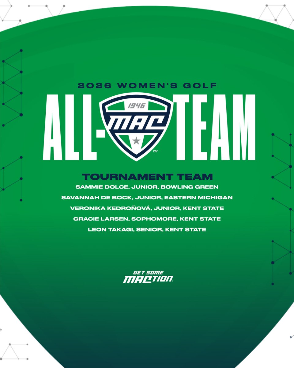 MACSports's tweet photo. 🏅 All-Tournament Team 🏅

Congratulations to all five members of the 2026 MAC Women's Golf All-Tournament Team! 

@FirestoneCC | #MACtion https://t.co/31ZKVTMx14