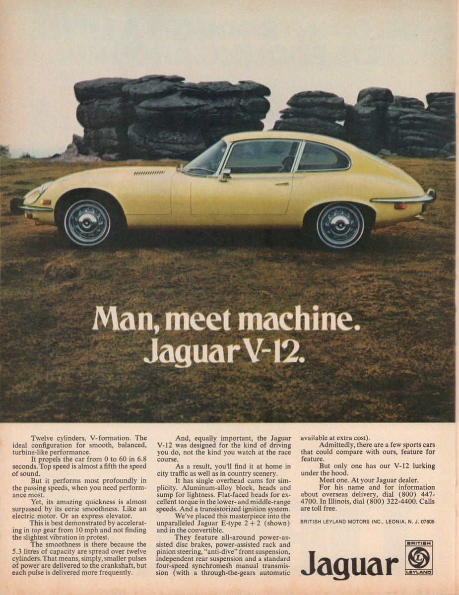 Retromania4ever's tweet image. 🇬🇧 1973 #Jaguar E-Type V-12 #Advertisement