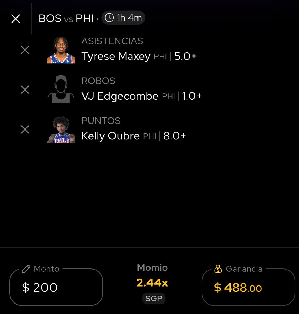 NBA PICKS 🏀  

Jayson Tatum Over 7 Assists  
Joel Embiid Over 8 Rebounds  
Paul George Over 14 Points  

Tatum running the offense and creating for others, great spot for assists.  
Embiid active on the glass with high minutes in a must compete game.  
Paul George with enough