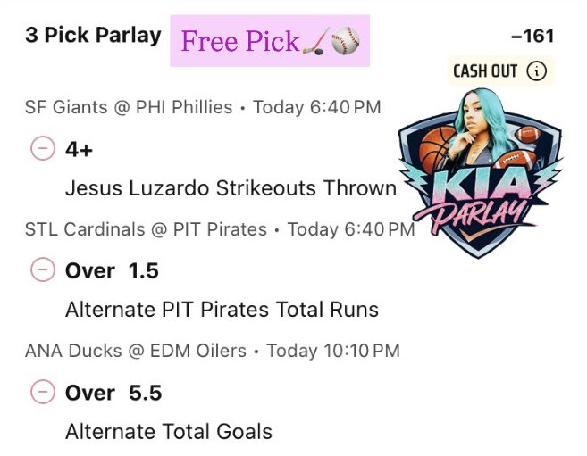 kia_parlay's tweet image. #MLB #NHL #Gambling𝕏  
 
Dubclub⬇️(vip)
dubclub.win/r/Kia_Parlay/ 
 
Winible⬇️(vip)
winible.com/kiaparlay
  
Tails⬇️(Vip)
oddsshopper.com/experts/kiapar…

Turn on Notifications🫶🏽

✨Today’s Free Pick ✨