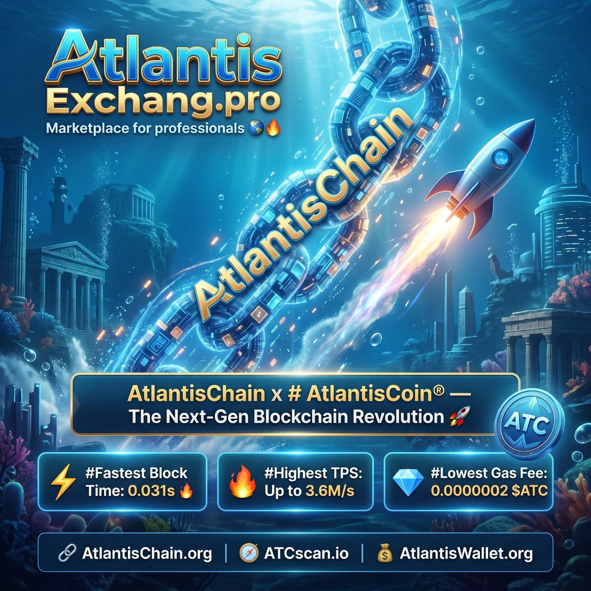 Atlantis_Ex's tweet image. The world's #fastest and most #secure blockchain, #AtlantisChain, is verifiable at:

ATCscan.io