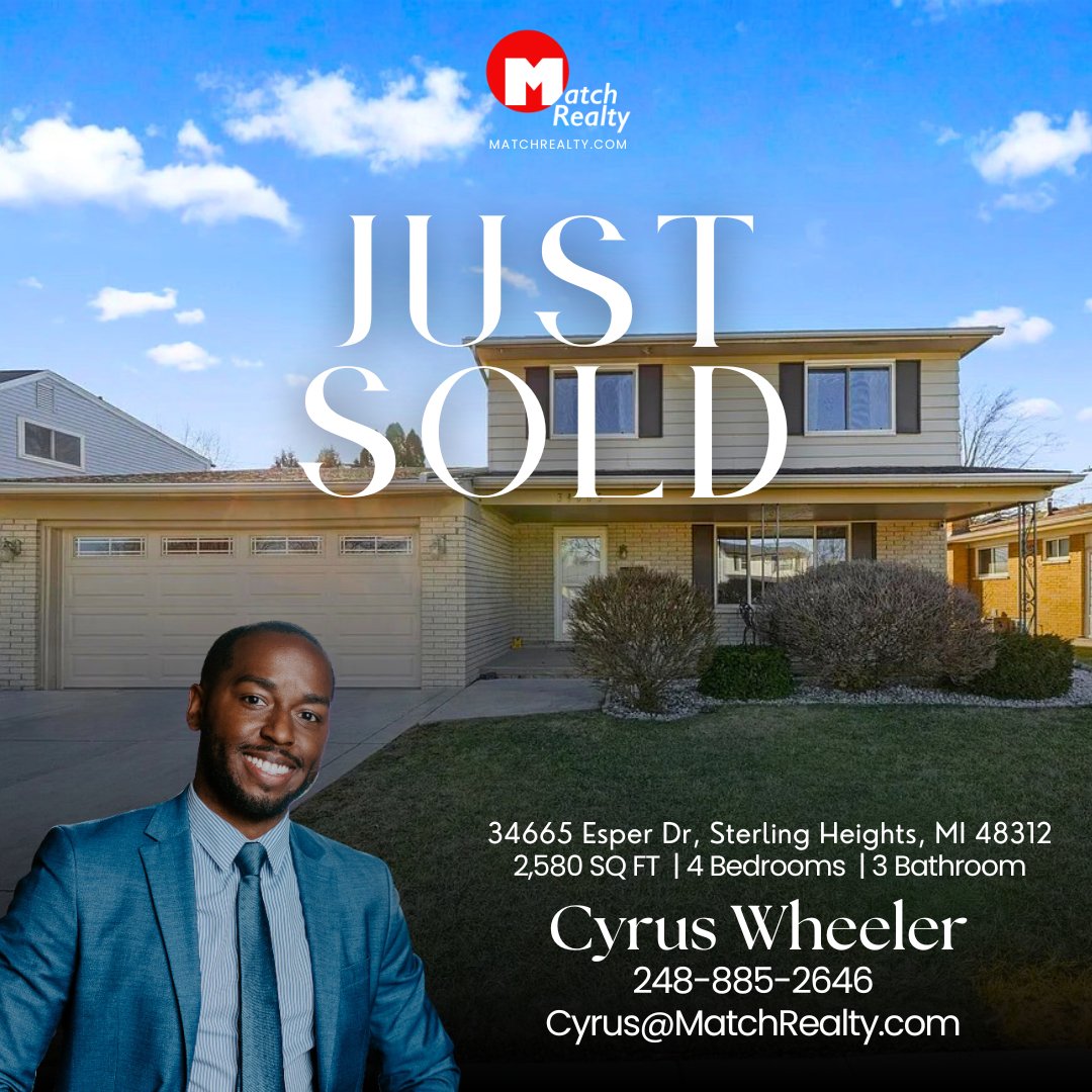 MatchRealtyMi's tweet image. Another home matched with the perfect buyers. 🚀 We love making dreams happen thanks to @mrcyruswheeler!

matchrealty.com

#JustSold #Closed #MatchRealty #MichiganHomes #MetroDetroit