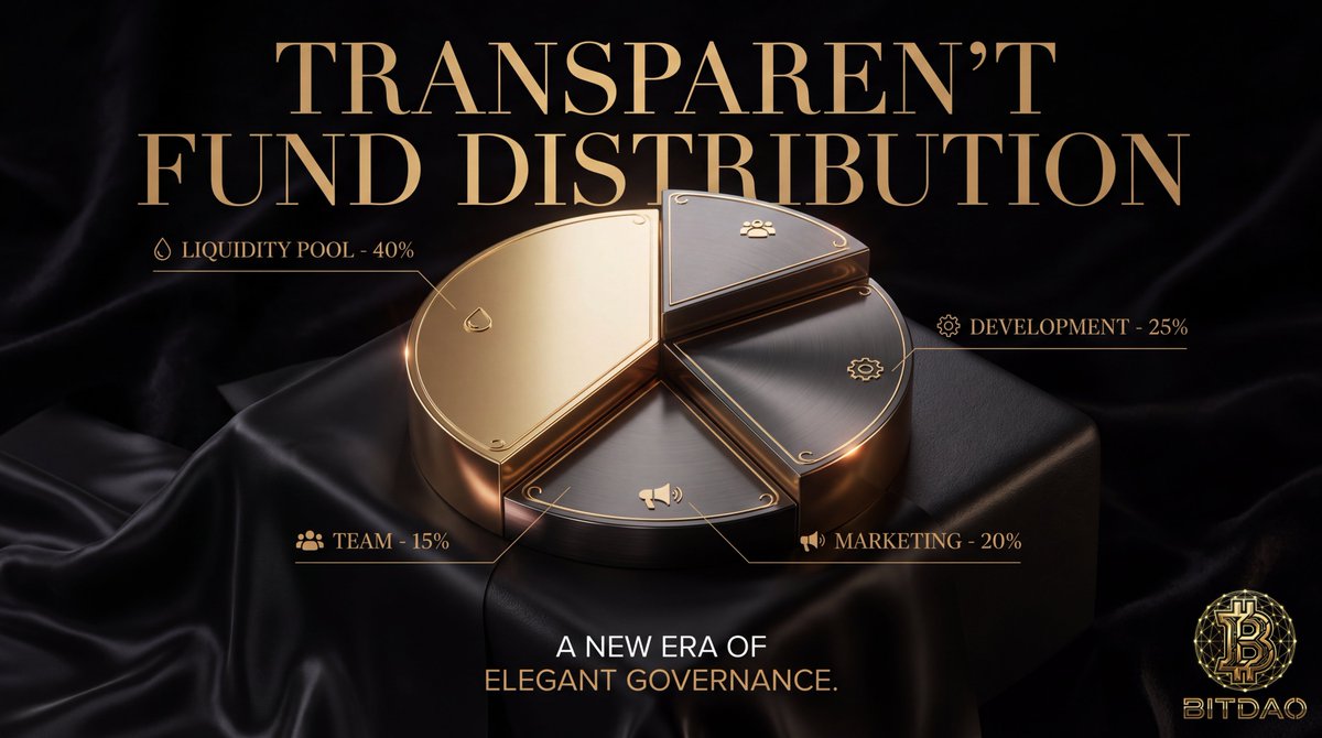 BITDAOpro's tweet image. 💰 TRANSPARENT FUND DISTRIBUTION

Where every dollar goes 👇

🔹 40% Liquidity Pool
🔹 25% Development
🔹 20% Marketing
🔹 15% Team

A New Era of Elegant Governance ✨

#BITDAO #Transparency #DeFi #Tokenomics
