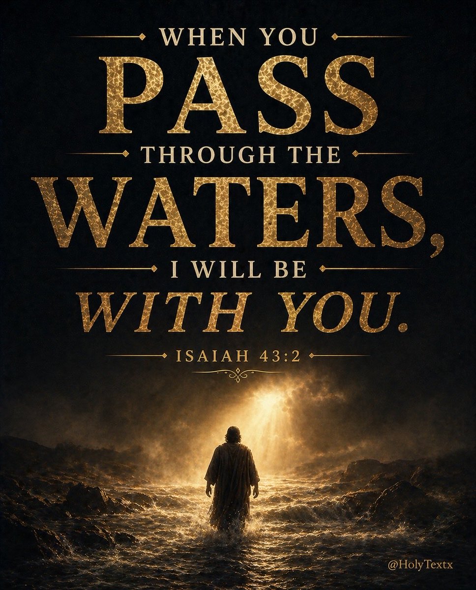HolyTextX's tweet photo. Whatever you’re walking through right now —

“When you pass through the waters, I will be with you.”

— Isaiah 43:2 https://t.co/Z8iTsFq2za