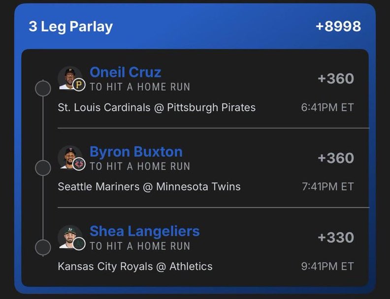 rileyduckm37495's tweet image. 3 leg HR lotto

Better odds on fanatics

t.me/discordgg7Tf2u…

#Gambling𝕏 #Fanduelparlays #MLB