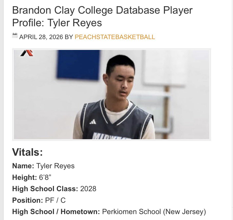 Brandon Clay 🎥 Film Room Evals &amp; College Scouting Database | <a href="/bclayfilmroom/">Brandon Clay Film Room</a>

“The Best Film Evals &amp; College Scouting Database in 🏀 .”

Newest College Scouting Database Film Eval: ‘28 Tyler Reyes <a href="/TylerReyes2028/">Tyler Reyes</a> (NJ)🚨

Reyes has a <a href="/BClayScouting/">Brandon Clay Scouting</a> College Database Card with a