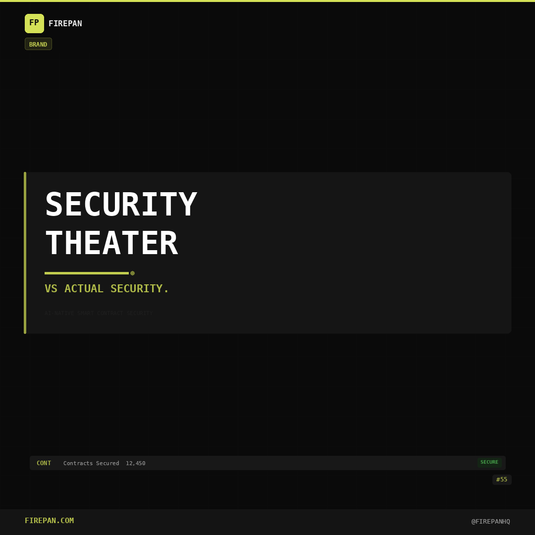Security theater:
→ Getting one audit
→ Putting the badge on your website
→ Never scanning again

Actual security:
→ Automated scans on every commit
→ Deep audits before milestones
→ Live monitoring post-deploy
→ Threat intelligence updates

Which one describes your team?