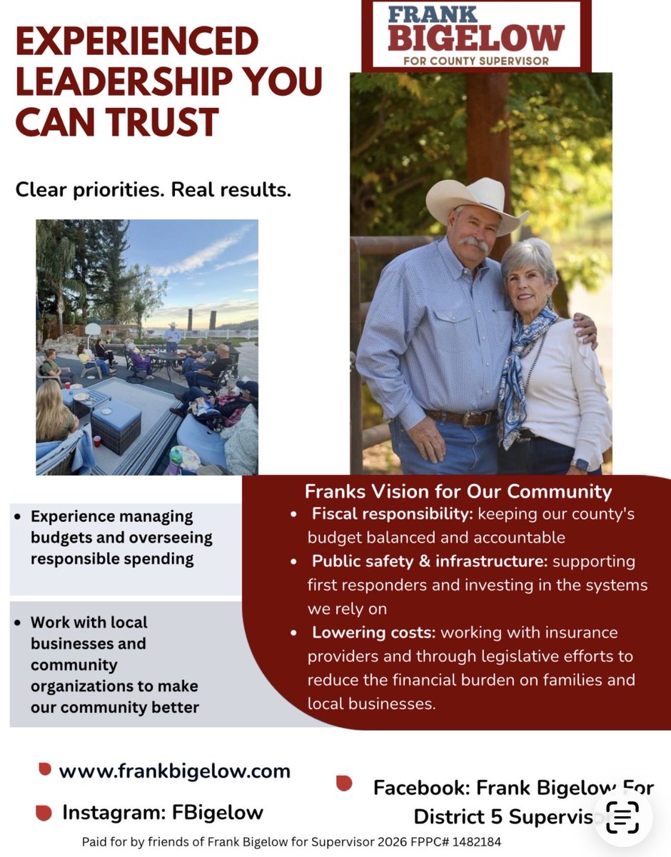 MaderaGOPChair's tweet photo. @MaderaGOP  proudly endorses @FrankBigelowCA  for Supervisor district 5. Ballots will be mailed on May 4, get them in by June 2! https://t.co/W55IFADcU9