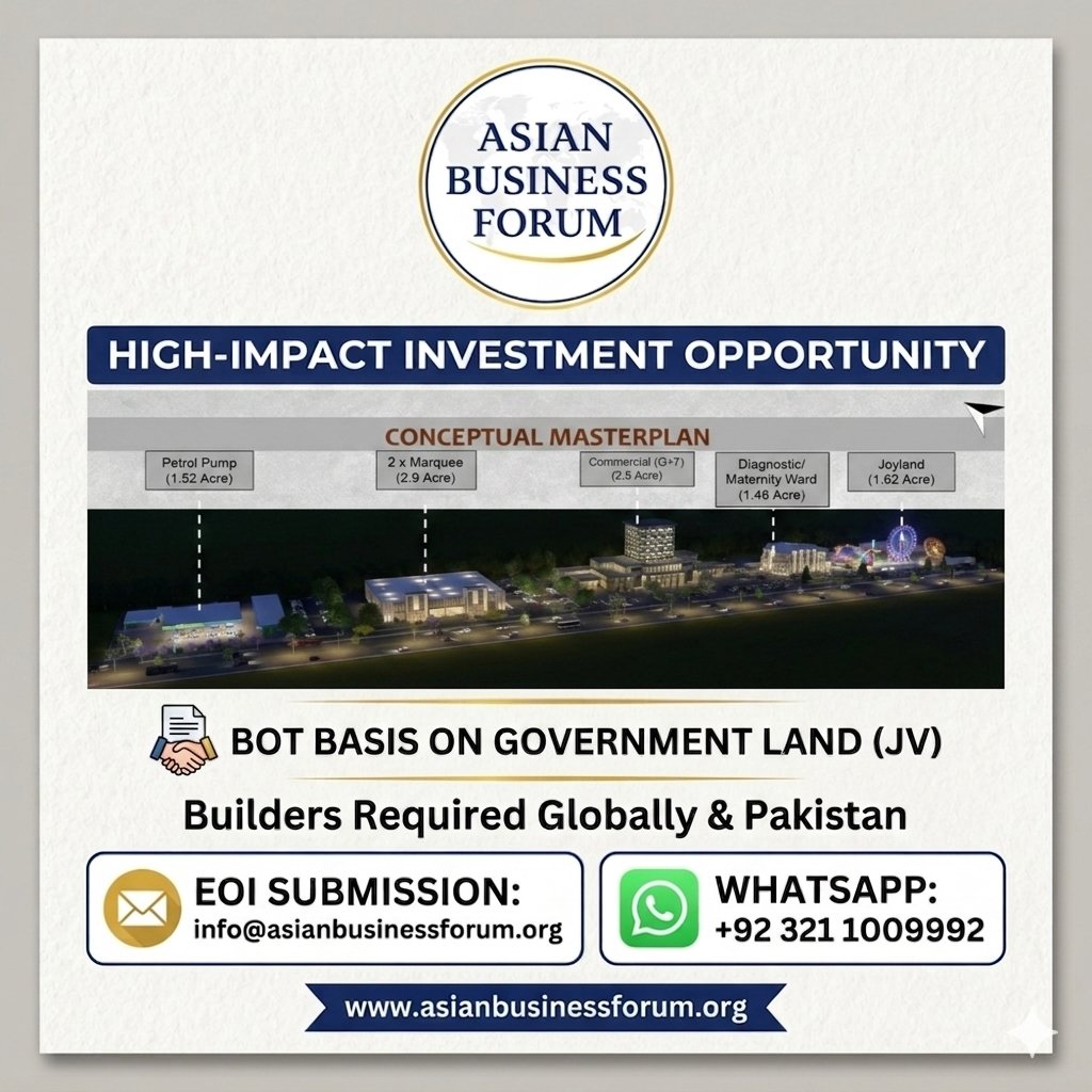 's tweet image. 🏗️ High-Impact Investment Opportunity: Prime BOT Development on GT Road

To submit their EOI (Expression of Interest):
​📧 Email: info@asianbusinessforum.org
​💬 WhatsApp: +92 321 1009992
​🌐 Website: asianbusinessforum.org

 #fyp #viral #trending