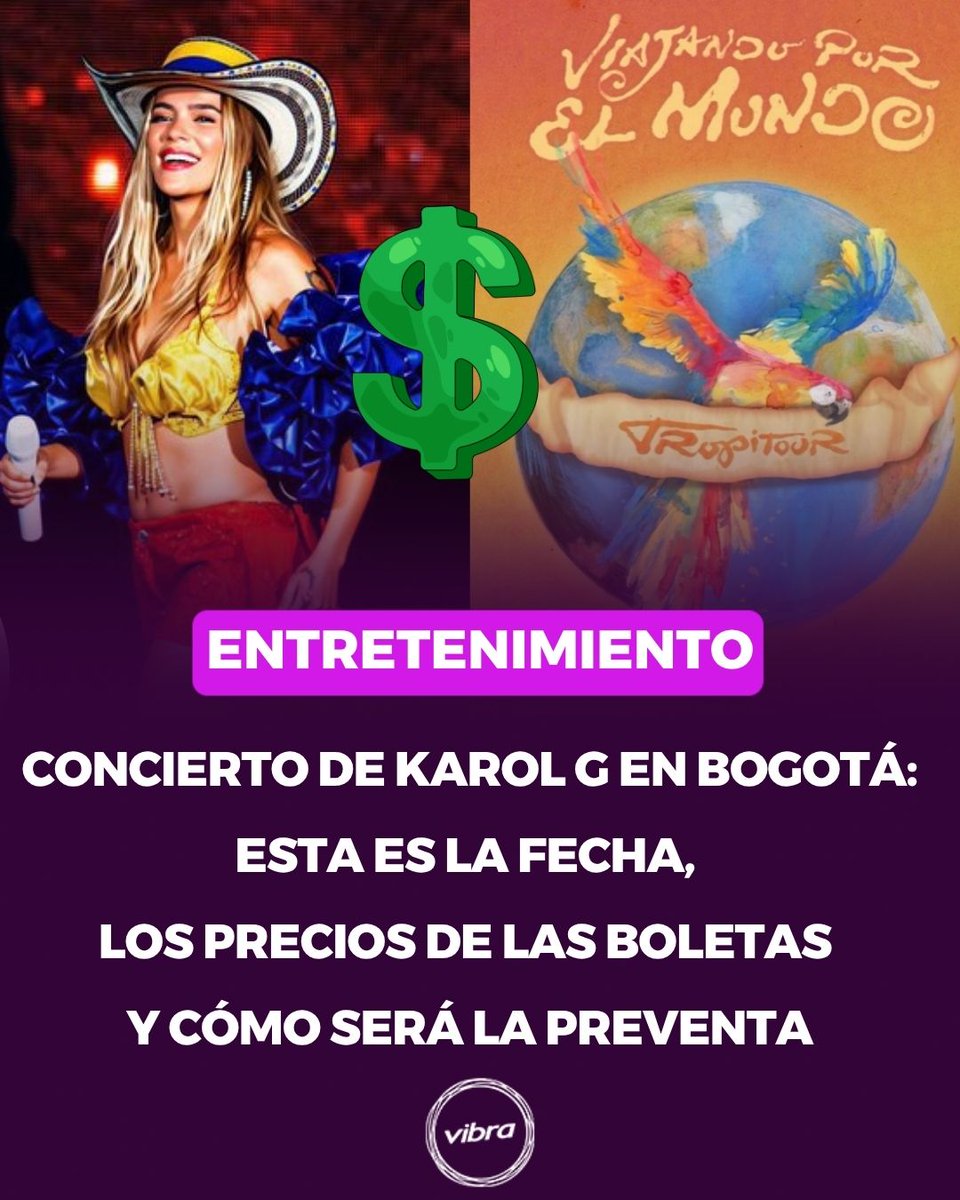 vibra_co's tweet photo. La Bichota llega a la capital y muchos de los fanáticos no se quieren perder el evento. Esto es lo que debes saber 😱 👀 🎵💲#KarolG #Concierto #Bogotá #Boletas
Detalles aquí: https://t.co/6hyRqriJh7 https://t.co/18EQJVMA8q