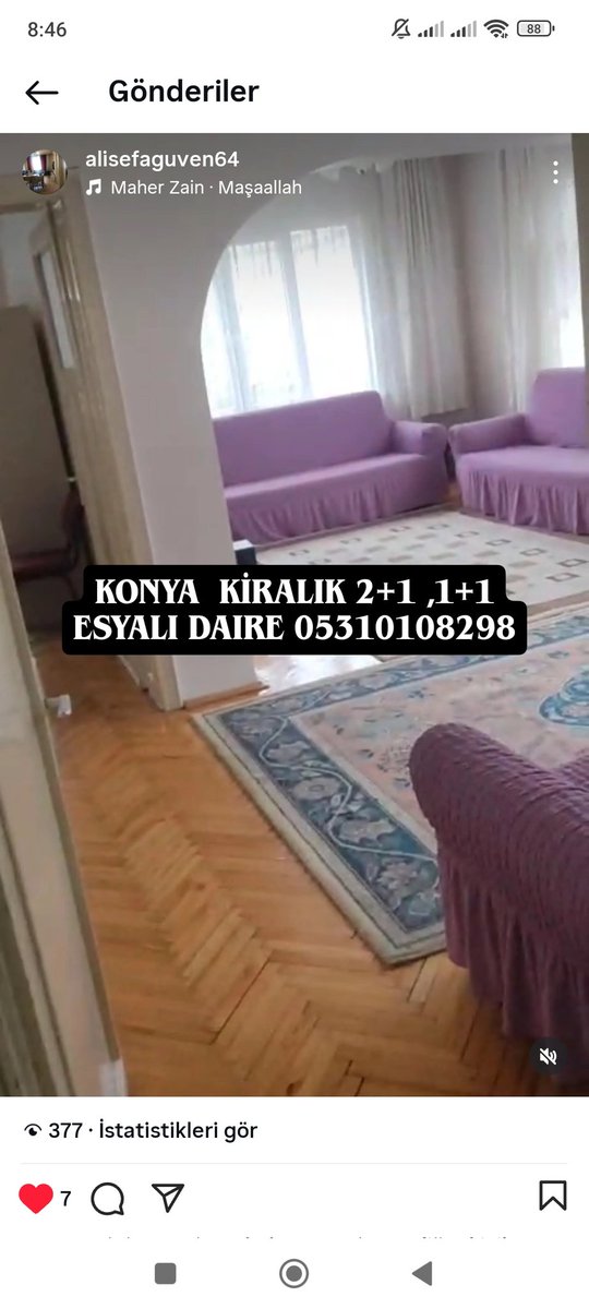 alisefa33980's tweet photo. Konya kiralik 1+1 2+1 1+0  sudutyolar 05359475226 https://t.co/gCMkfmVR4C